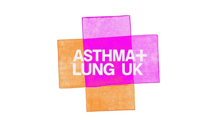 Asthma and Lung UK logo with a pink and orange cross