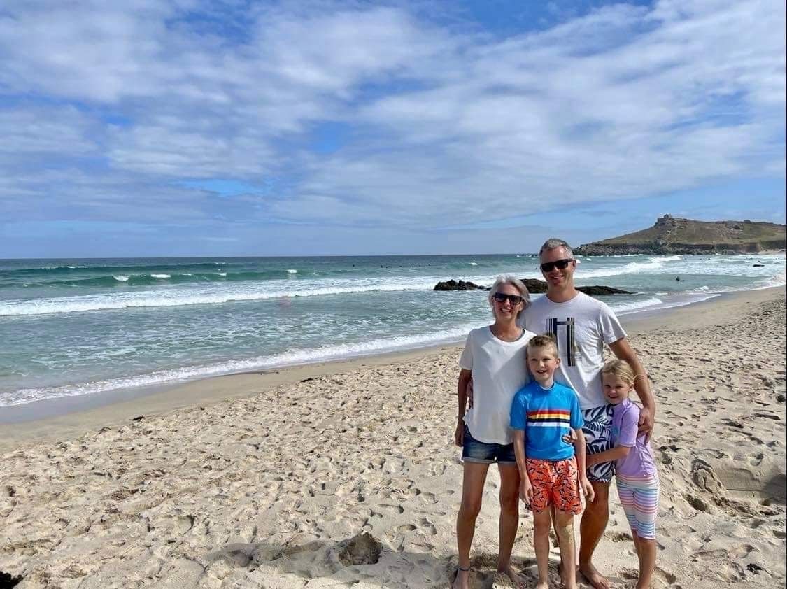 Kerry and her family on holiday in Cornwall